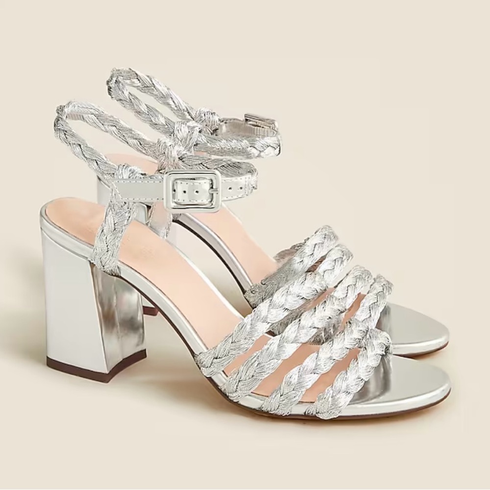 Maryam Nassir Zadeh X J.Crew braided block-heel sandals in metallic